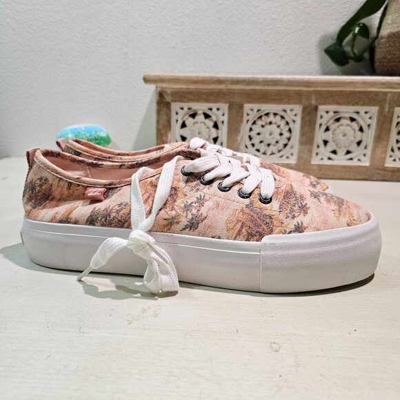 Billabong Women Sz 10 Platform Tropical Palm Rio Lace Up Cushioned Sneaker Shoes - Picture 2 of 13